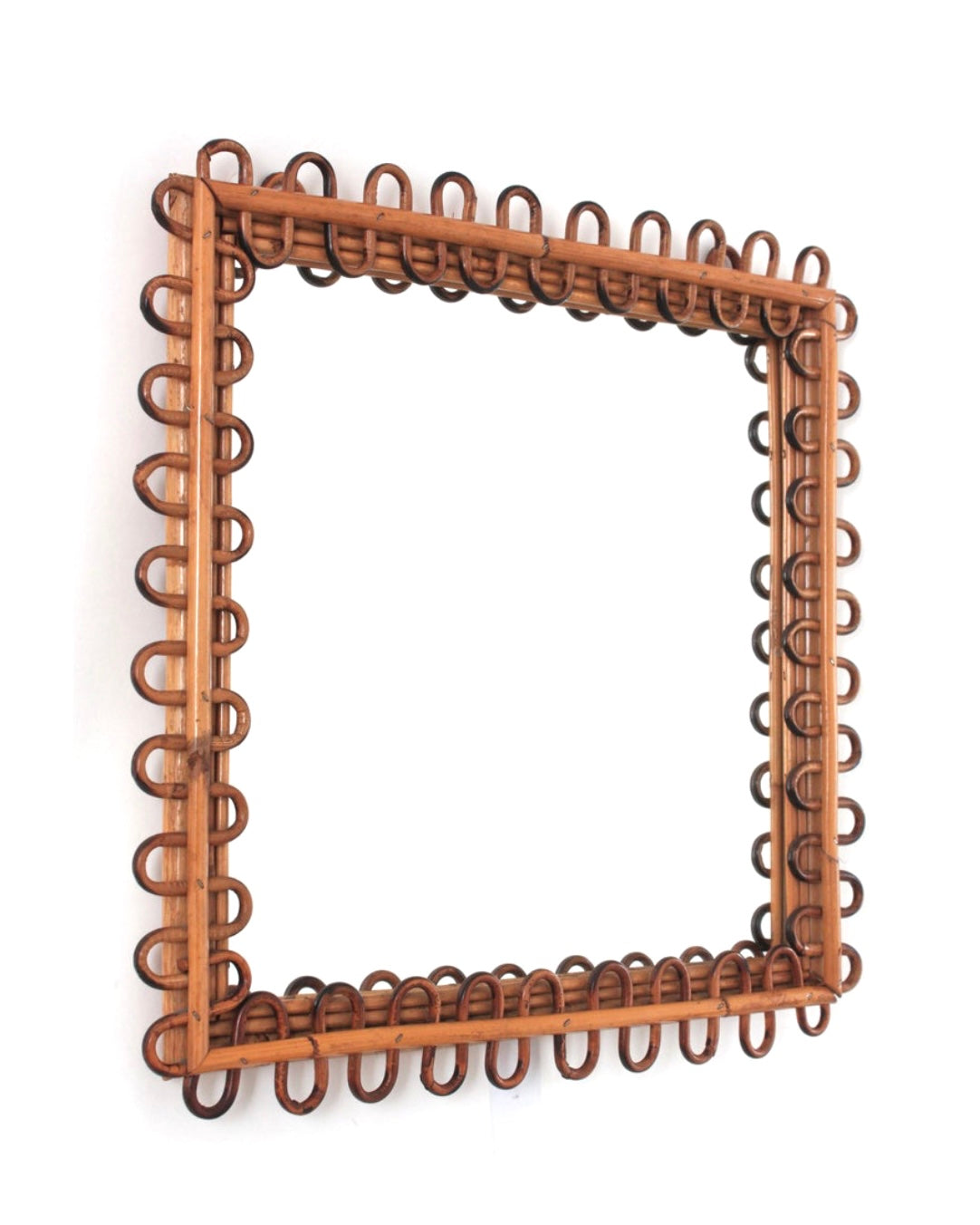 Italian 1950s Bamboo Curve Frame Mirror