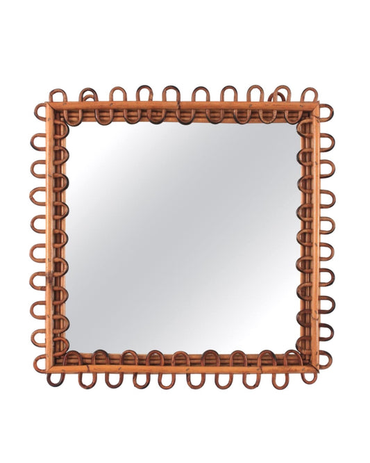 Italian 1950s Bamboo Curve Frame Mirror