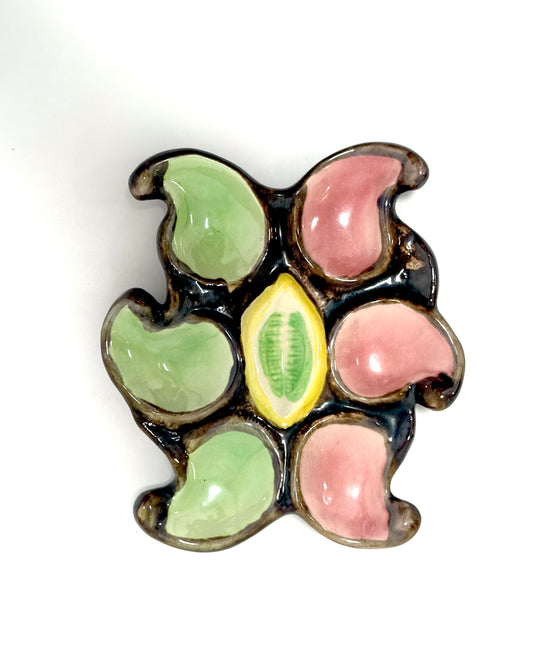 Rare. 1950s Vallauris Majolica Oyster Plate