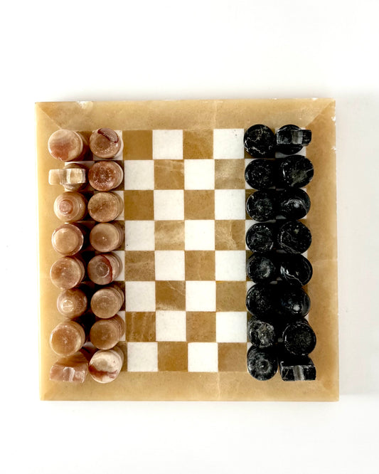 Vintage Marble & Onyx Chess Set