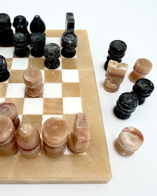 Vintage Marble & Onyx Chess Set