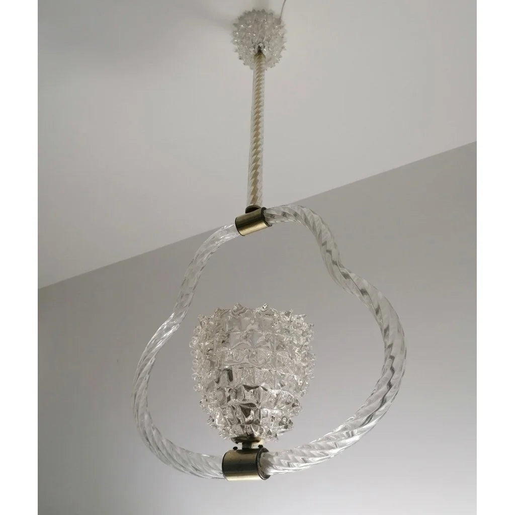 1930s Murano Ecrole Barovier Rostrato Pendant