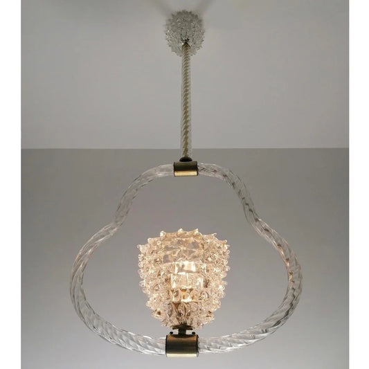 1930s Murano Ecrole Barovier Rostrato Pendant