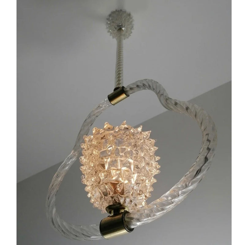 1930s Murano Ecrole Barovier Rostrato Pendant