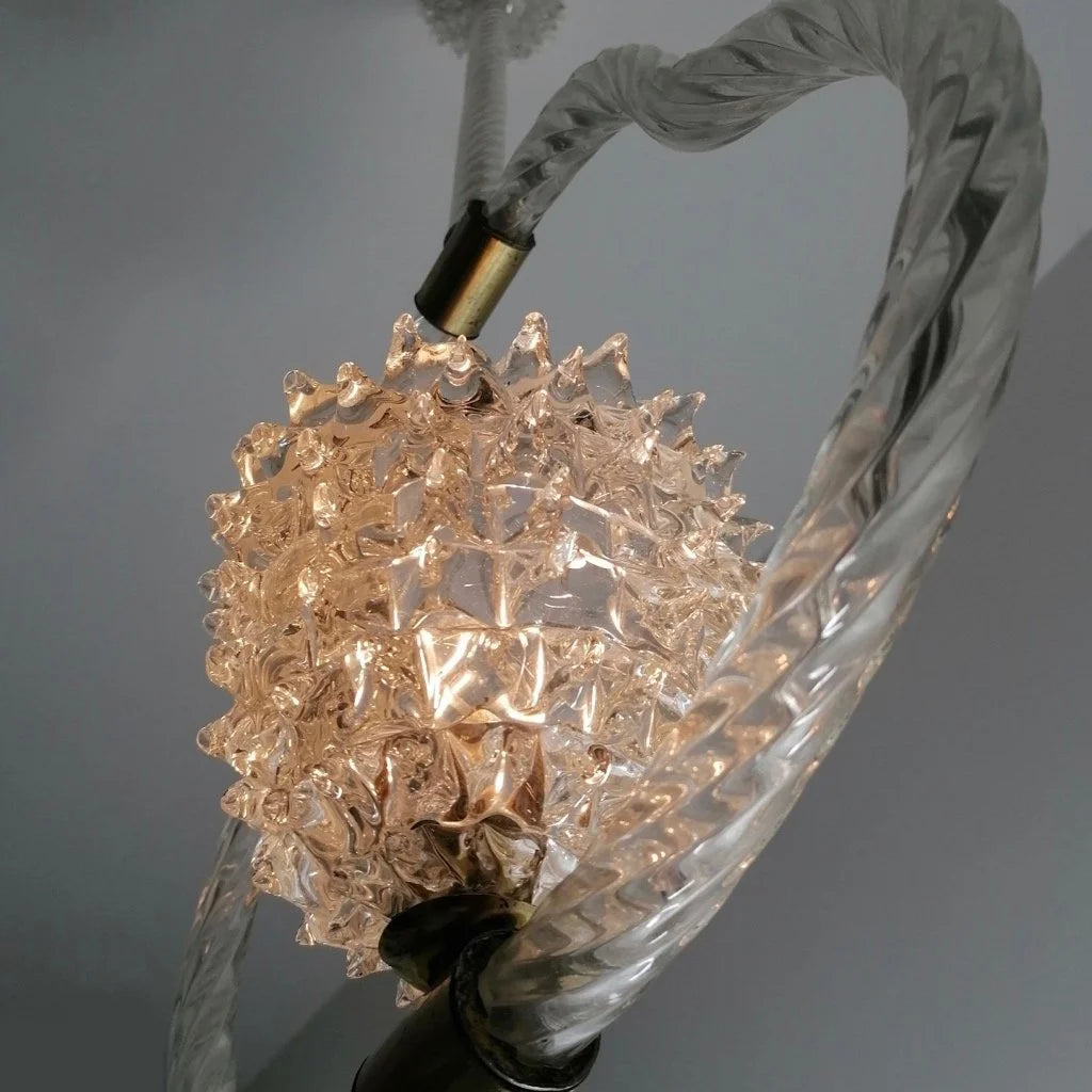 1930s Murano Ecrole Barovier Rostrato Pendant