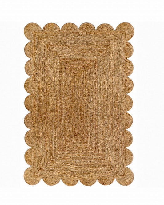 Large Natural Jute Scalloped Rug (8x10)