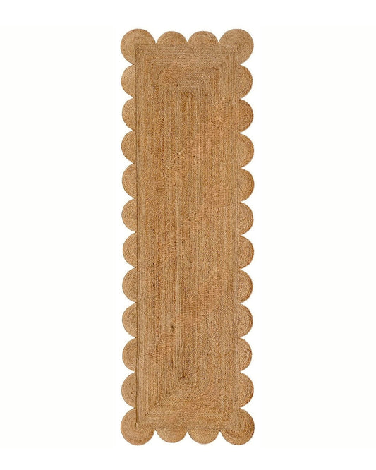 Natural Jute Scalloped Runner Rug (2x10)