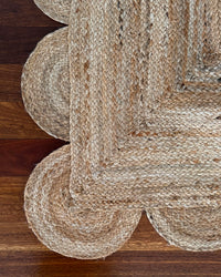 Large Natural Jute Scalloped Rug (8x10)