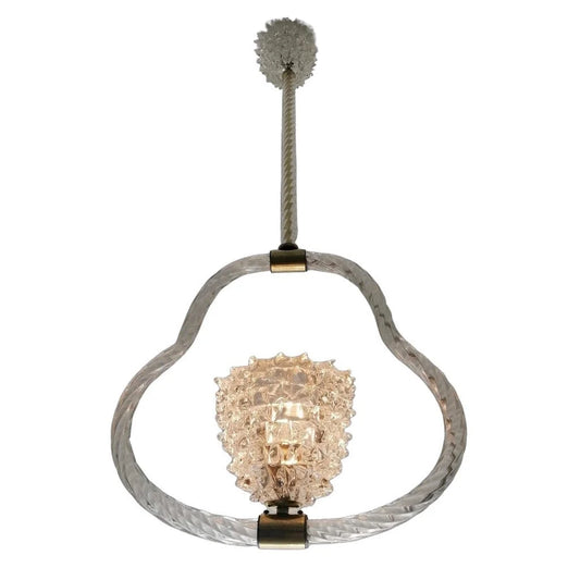 1930s Murano Ecrole Barovier Rostrato Pendant