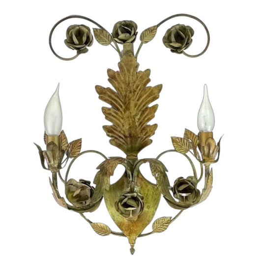 1930s French Leaf Scroll Sconce