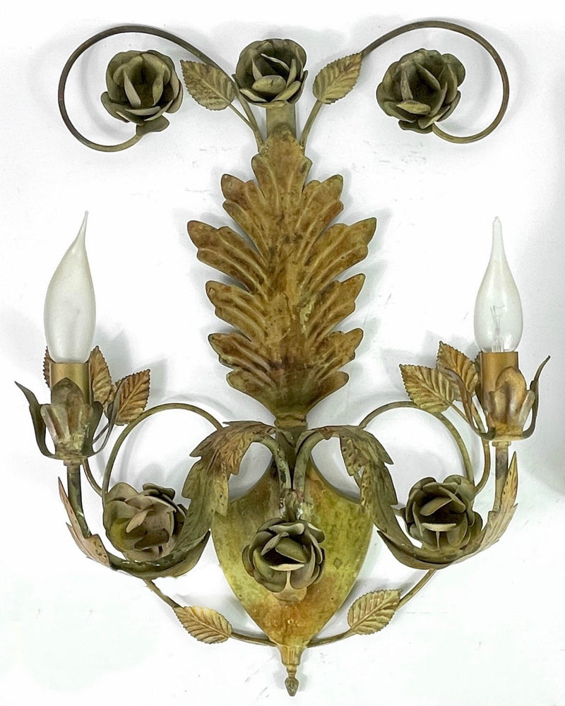 1930s French Leaf Scroll Sconce