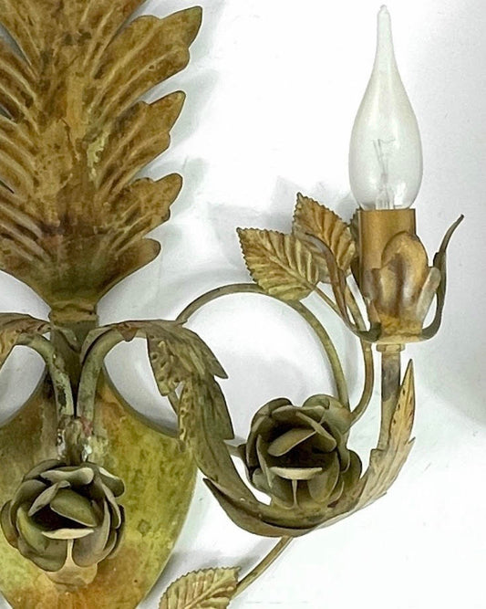 1930s French Leaf Scroll Sconce