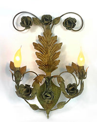 1930s French Leaf Scroll Sconce