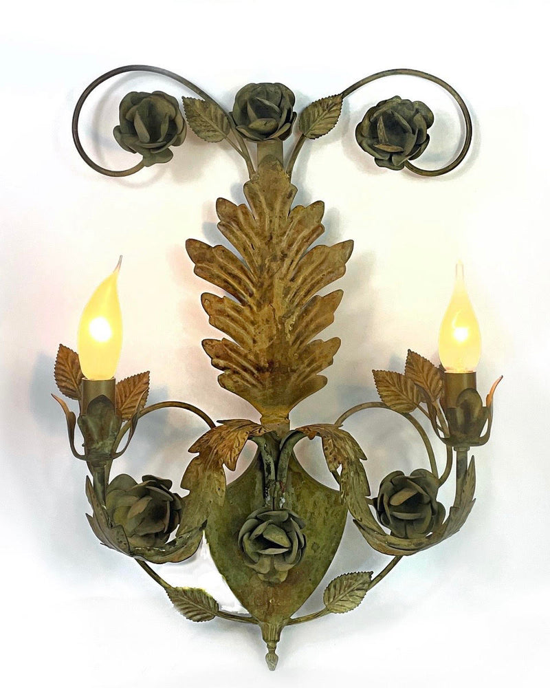 1930s French Leaf Scroll Sconce