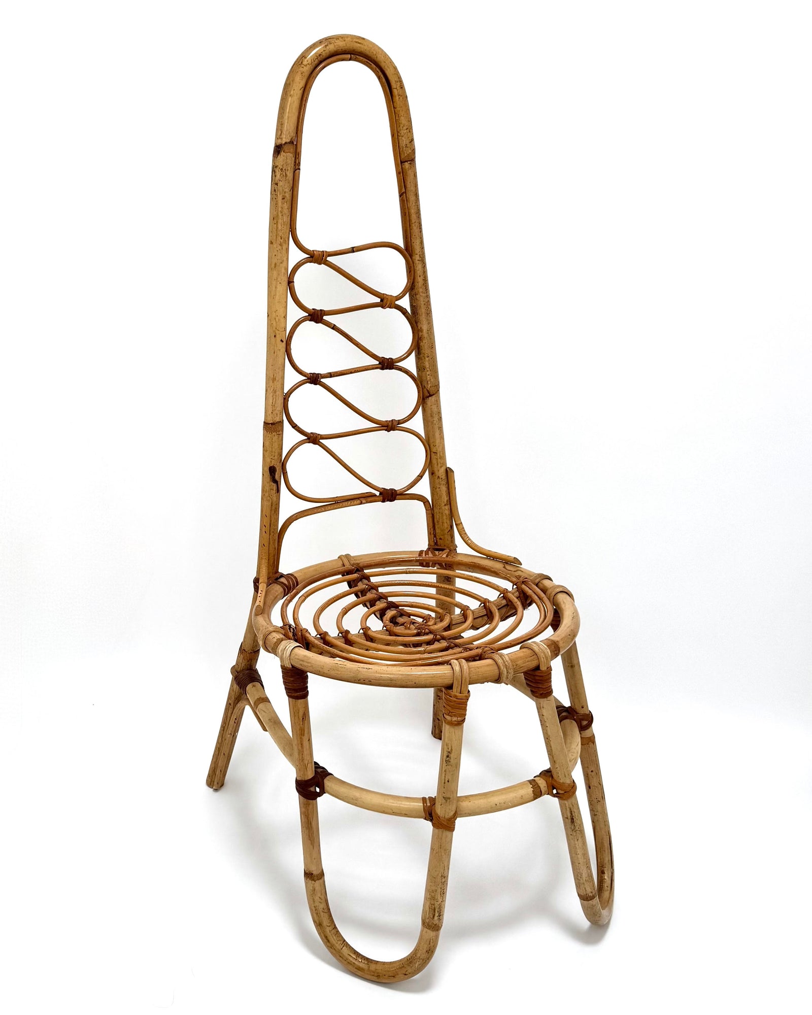 Italian High-Back Rattan Chair (circa 1960s)